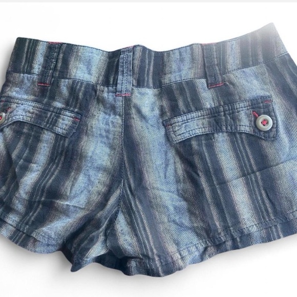 Abercrombie & Fitch Olive and Black Striped Women's Jean Shorts - Picture 3 of 6